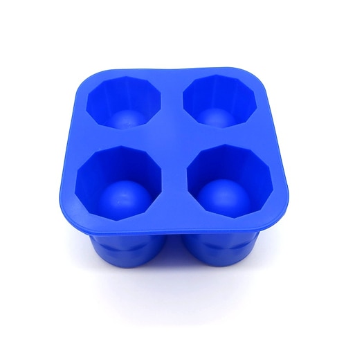 1 Stück Silikon-Eisformen für Schnapsgläser, Eiswürfelschalen für den Gefrierschrank mit 4 Mulden, Eisform für Schnapsgläser, wiederverwendbare Whiskyglas-Eiswürfel, fasst jeweils 28,3ml, 3,3cm Image