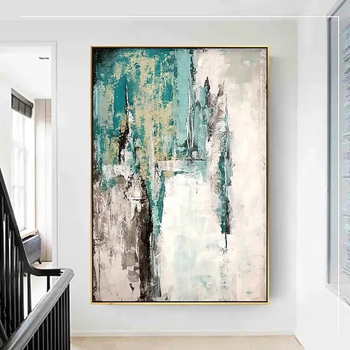 Handgefertigtes Ölgemälde auf Leinwand, Wandkunst, Dekoration, vertikale moderne abstrakte Kunst für Zuhause, Wohnzimmer, Flur, Dekor, gerollt, rahmenlos, ungedehntes Gemälde Image