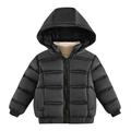 QUYUON Toddler Puffer Jacket with Hood Quilted Lightweight Hoodies Jackets Winter Warm Hooded Long Sleeve Down Coats Outerwear Windbreaker Padded Jackets Black XL