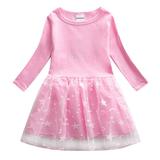 KYAIGUO Spring Kids Toddler Girls Long Sleeve Dress Splicing Dress Mesh Skirt for Girl Party Birthday Princess Dresses Sized 1-9T