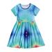 HBYJLZYG Tie-Dye Dress For Girls Summer Baby Short Sleeve Color Tie-Dye Pattern Round Neck Dress Princess Dresses 4-9 Years