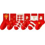 ASFGIMUJ 3 Pairs Toddler Socks Warm Children s Christmas New Year Red Socks Baby Cotton Socks Gift Box Gift Pack Stockings Short Socks