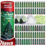 Yopela 76 Pack Christmas Natural Lip Balm Bulk with Vitamin E and Coconut Oil Gift Set - Moisturizing Soothing and Repairing Dry and Chapped Lips - 19 Flavors - Non-GMO - With Gift Card