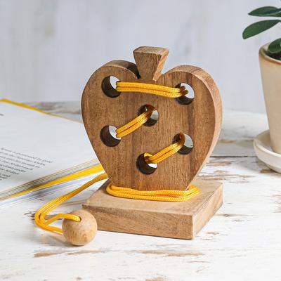 'Handcrafted Apple-Shaped Wood Disentanglement Puz...