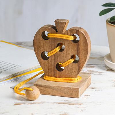 'Handcrafted Apple-Shaped Wood Disentanglement Puz...