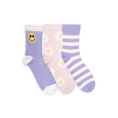 Plus Size Women's Women'S 3 Pack Cozy Compression Crew Socks by MUK LUKS in Lavender (Size ONESZ)