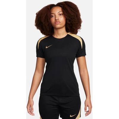 NIKE Damen Shirt W NK DF STRIKE SS TOP K, Größe XL in BLACK/JERSEY GOLD/METALLIC GOLD