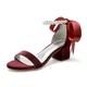 ADMLZQQ Block Heel Wedding Shoes for Bride Peep Toe Pearl Bridal Shoes Wedding Chunky Heels,Burgundy,3 UK
