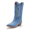 Cowboy Boots LASCANA, Damen, Gr. 40, blau (denimblau), Obermaterial: 95% Textilmaterial, 5% Rindsleder. Futter: 100% Lederimitat. Decksohle: 100% Lederimitat. Laufsohle: 100% Synthetik, unifarben, casual, Schuhe Cowboystiefel Schlupfstiefel, Cowboy...