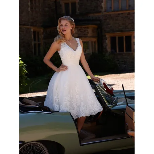Manray eine Linie Brautkleider 2023 weißes Kleid Spitze kurzes Brautkleid knielange Brautkleider