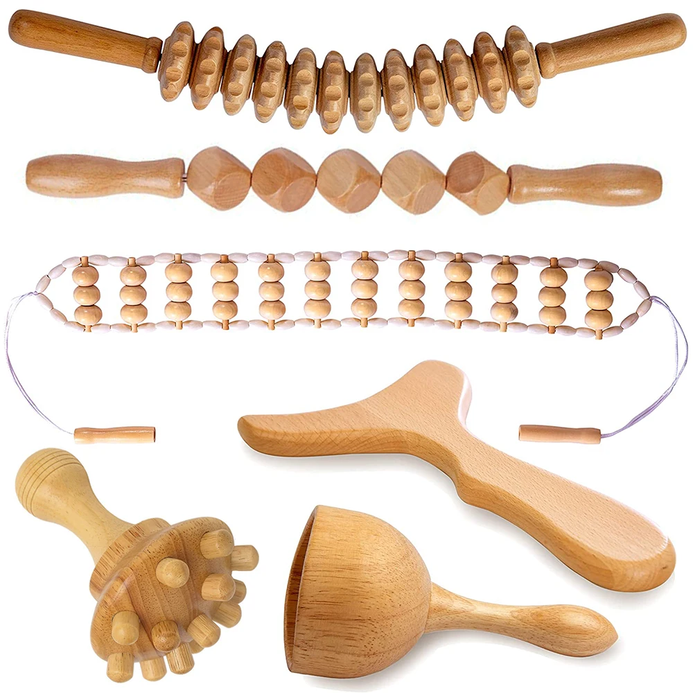 Kit completo per la terapia del legno del corpo Kit per la maderoterapia in legno per massaggio riduttivo strumenti per la terapia del legno colombiano per lo strumento per il contorno del corpo