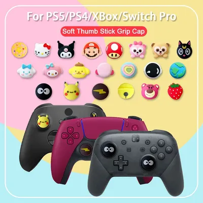 4pc Cartoon Thumb-Stick Grip Cap Für Sony Playstation 5 4 PS5 PS4 XBox Schalter Pro Game Controller Image