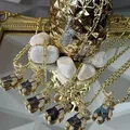 5 Stück Perlenkette cz Kristall bär Halskette für Frauen Kupfer vergoldete Halskette schöne Tier