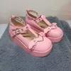 Frau Lolita Mary Jane Schuhe Plattform niedlichen Kawaii elegante lässige Leder keile rosa Designer