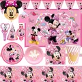 Fournitures de décoration de fête d'anniversaire à thème Disney Minnie Mouse couverts de poulet