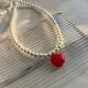 Herz-förmigen Perle Halskette Rosa Weiß Rot Süße Reizende Form Pfirsich Herz Anhänger Halskette