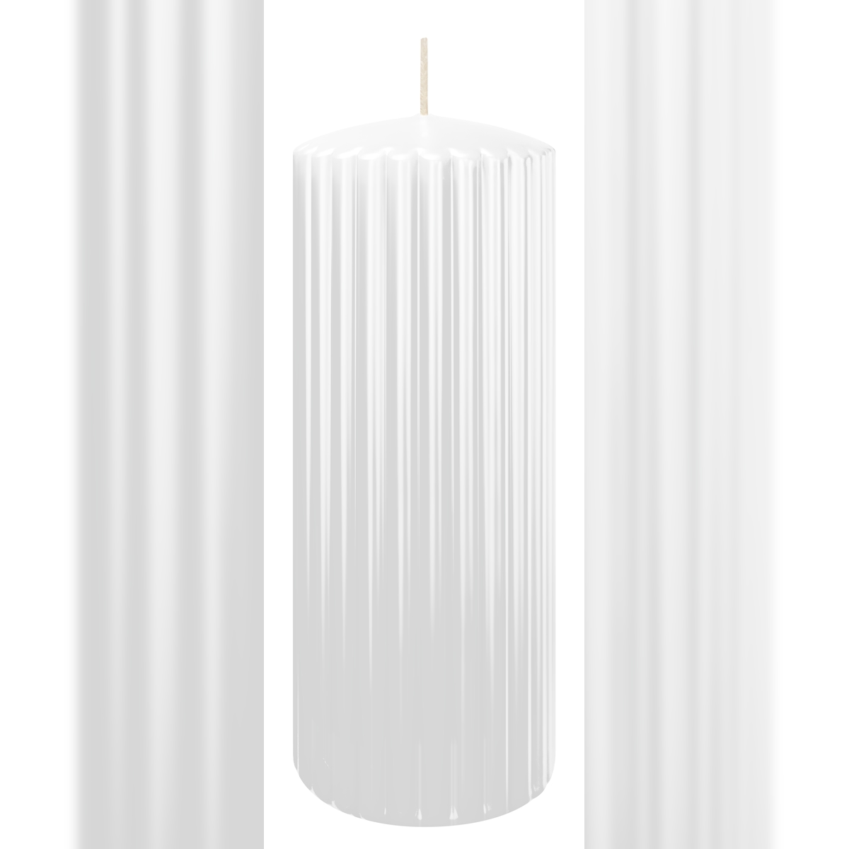 Wiedemann Kerzen Rillen Kerzen Weiß 200 x Ø 80 mm, 4 Stück Image