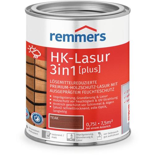 HK-Lasur 3in1 [plus] teak, matt, 0,75 Liter, Holzlasur, Premium Holzlasur außen, 3fach Holzschutz