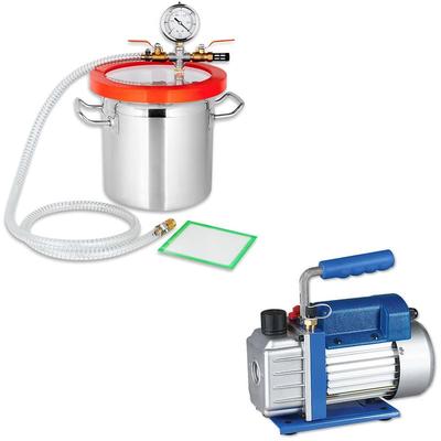 Set 50 l/min Unterdruckpumpe + Entgasungskammer Harzfalle Chamber Vakuum Pumpe Image