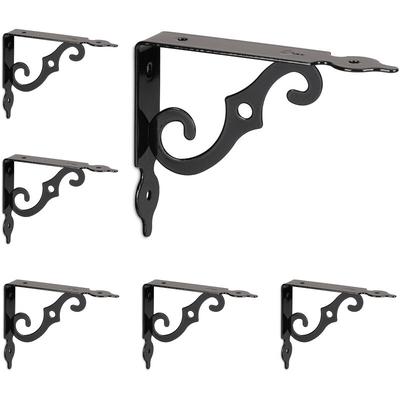 Relaxdays - Regalträger, 6er Set, Regalhalterung für die Wand, Metall, dekorativ, Regalwinkel hbt: Image