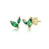 Rachel Glauber GigiGirl Kids 14k Gold Plated Colored Cubic Zirconia Fern Leaf Stud Earrings - Green