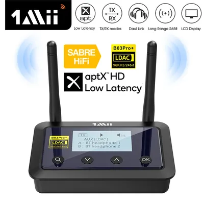 1Mii B03Pro+ Bluetooth 5.3 Transmitter Receiver Audio aptX LL HD CSR8675 HiFi LDAC Bluetooth Adapter for TV PC with LCD Screen #