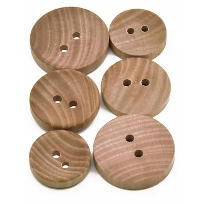 30PCs Natural Color Camellia Wood Grain Wooden Buttons 15mm 18mm 20mm Sewing Accesories For Clothes