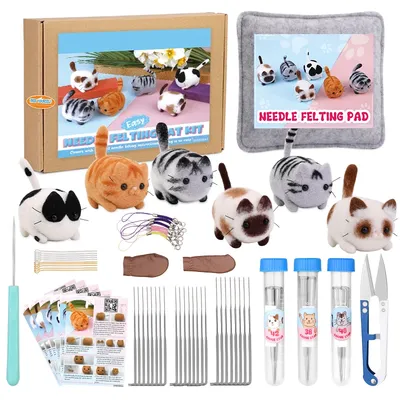KRABALL Cat Wool Felting Non-Finished Cute Animal Material Package For Doll Toy Handmade DIY Craft
