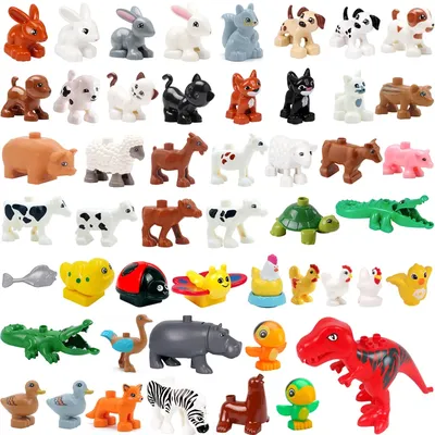 Big Building Block Accessories Chicken Duck Dog Cat Bird Cattle Sheep Zebra Rhinoceros Insect Zoo