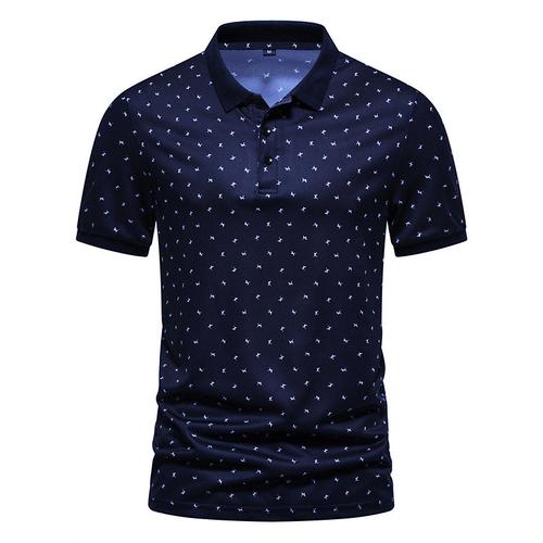 Men's Golf Shirt Golf Polo Work Casual Lapel Short Sleeve Basic Modern Geometic Button Spring Summer Regular Fit Black White Navy Blue Khaki Golf Shirt