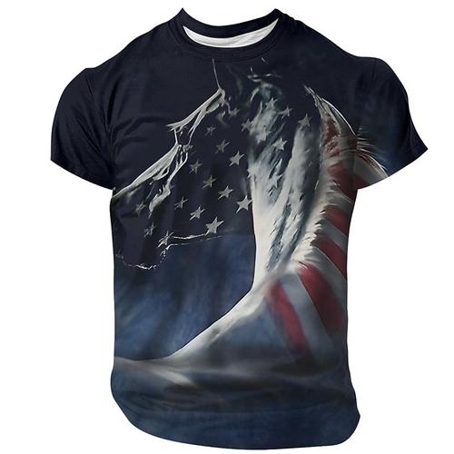 American Independence Day Men's American US Flag Eagle T shirt Short Sleeve T shirt 3D Print Crew Neck Shirt Fashion Daily Designer Party Red Blue Summer Spring Clothing Apparel S M L XL XXL XXXL