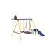 Balançoire pour enfants à cadre métallique, panier de basket-ball, toboggan, aire de jeux