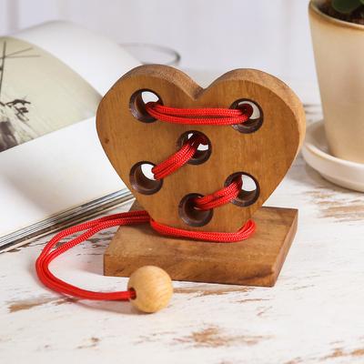 'Handcrafted Heart-Shaped Wood Disentanglement Puz...