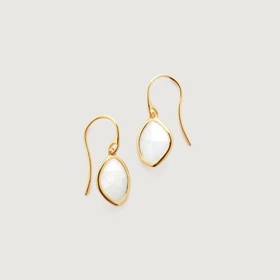 Gold Petal Earrings Moonstone