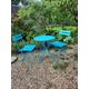 Eden Blue Outdoor Garden Patio Folding Table & Two Chairs Bistro