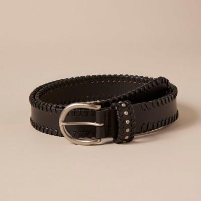 Lucky Brand Laced Leather Belt With Metal Studded Keeper - Women's Accessories Belts in Black, Size S