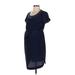 A Pea in the Pod Casual Dress Crew Neck Short Sleeve: Blue Dresses - Women's Size Small Maternity