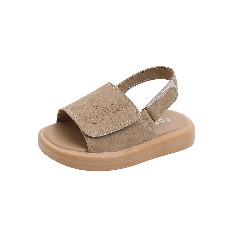 Sandalen für Jungen, modische Sommerschuhe, 1–3–6 Jahre, Mädchen, offene Zehen, matte Pu-Leder-Schuhe, Sandalen, Kinder-Hausschuhe Image