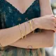 Bracelet à breloques en acier inoxydable pour femmes et filles chaîne serpent couleur or lien à