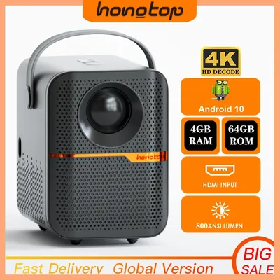 HONGTOP P10 Smart 4K Android WiFi Tragbare 1080P Heimkino Video LED Bluetooth Mini Projektor 4GB 64GB Android 10 Projektor
