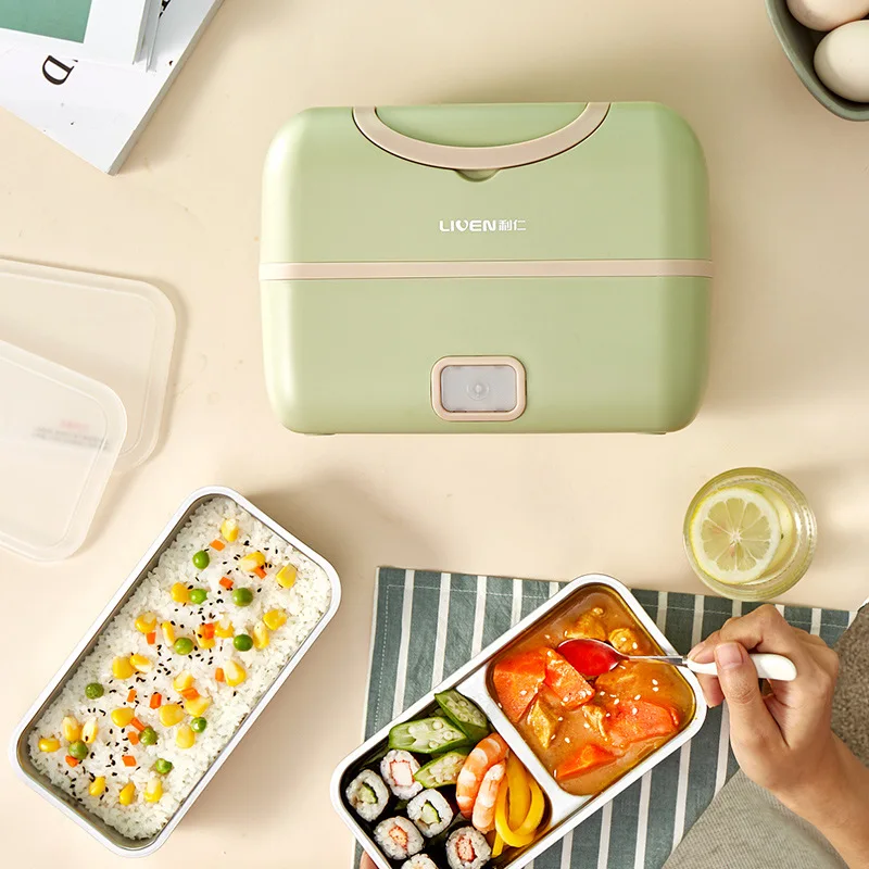 Liren elektrische Heizung Lunchbox tragbare 304 Edelstahl Liner Bento Lunchbox Lebensmittel behälter warm halten Aufbewahrung sbox Image