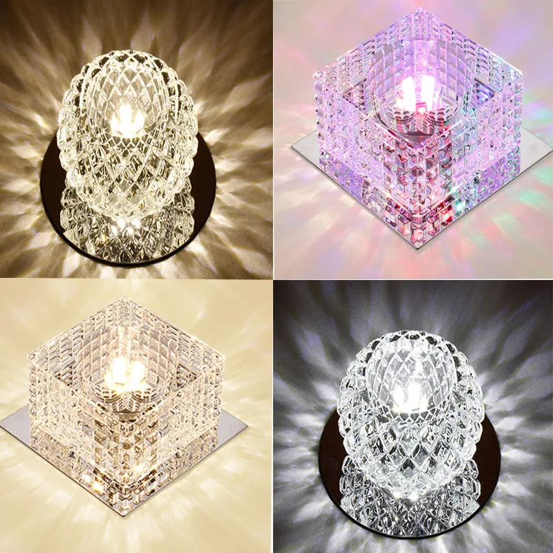 Plafoniera moderna creativa a LED in cristallo a montaggio superficiale faretto a LED plafoniere Foyer corridoio lampada da interno KTV bar decor