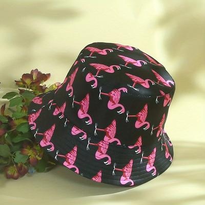 TEMU Flamingo Print Reversible Bucket Hat Candy Color Lightweight Sunscreen Fisherman Cap Casual Basin Hats Image