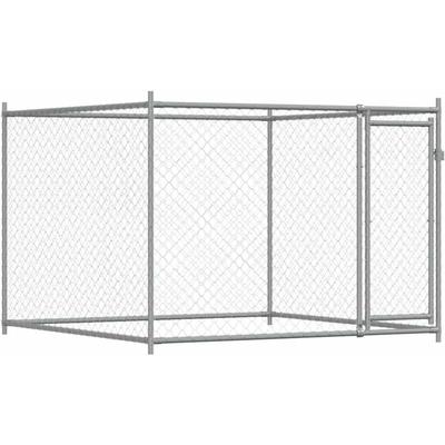 Hundezwinger mit Tür Grau 2x2x1,5 m Verzinkter Stahl Vidaxl Image