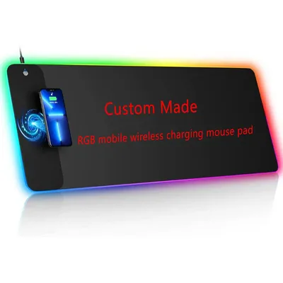 15W Wireless Charging Mouse Pad DIY Gamer Custom Made Mousepad RGB Desk Mat Computer Laptop Keyboard