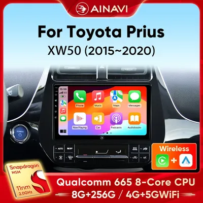 Ainavi Car Radio For Toyota Prius XW50 2015 2016 2017 2018 2019 2020 Wireless Carplay Android Auto Car Multimedia Player 2 Din
