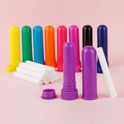 30/50/80/100/200pack Empty Nasal Inhaler Tube with Cotton Wicks Refill Plastic Nasal Inhaler Sticks for Essential Oil Containers
