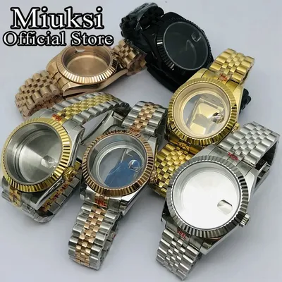 Miuksi 36mm/40mm silver gold balck watch case sapphire fit NH35 NH36 NH34 ETA2824 2836 Miyota8215