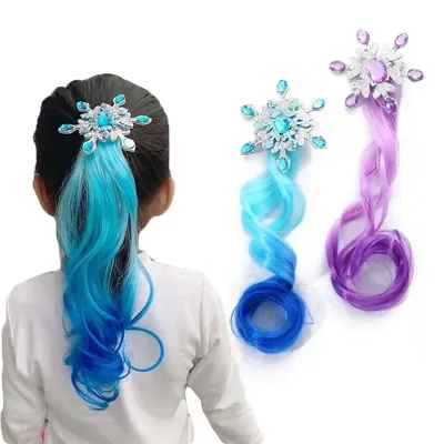 Cute Children Frozen Bow Hair Clips Headdress Ponytail Hair Ropes Baby Girls New Colorful Wig