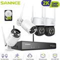 Sannce - 3MP Kit Videosorveglianza Wireless Telecamera ir Visione Notturna Rilevazione Movimento